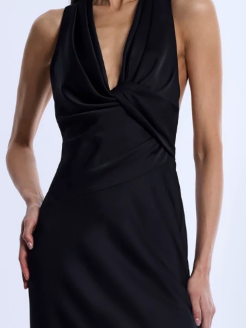 NWT $398 BGBGMaxAzria Black Demi Black Tie Gown, Twist Front & Back Size 10 - Picture 2 of 15